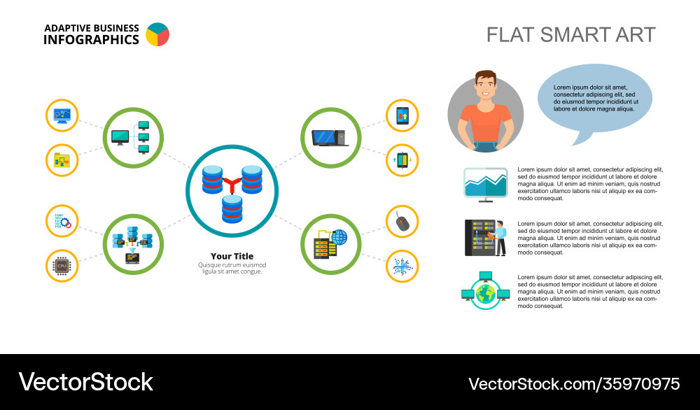 Database concept mind map slide template Database concept mind map slide template Vector Image