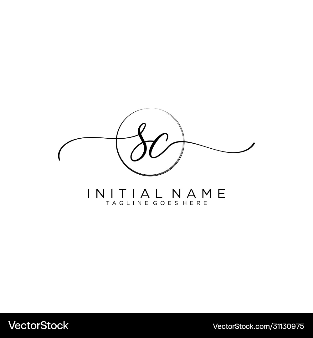 Elegant 'SC' Initial Handwriting Logo Vector Image