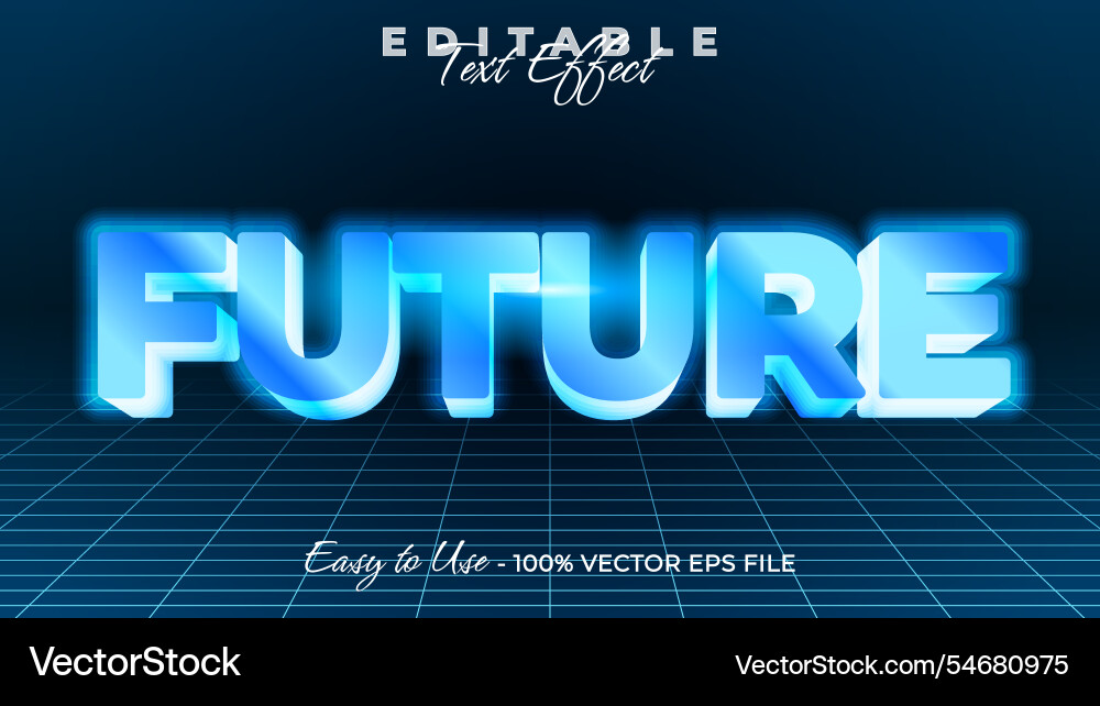 Future editable text style effect vector image