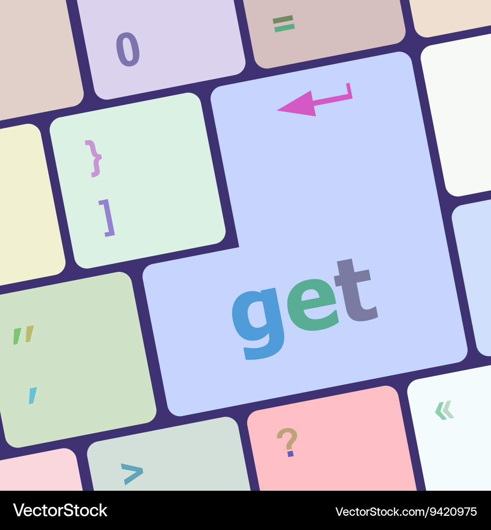 Get word on keyboard key notebook computer button Vector Image