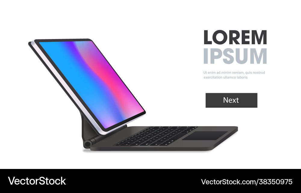Modern tablet computer with keyboard and colored Vector Image