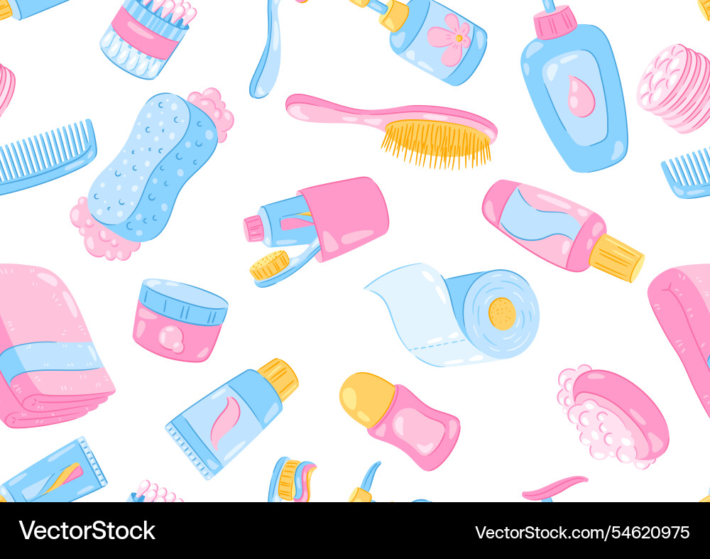 Pattern with hygiene objects washing beauty Pattern with hygiene objects washing beauty vector image