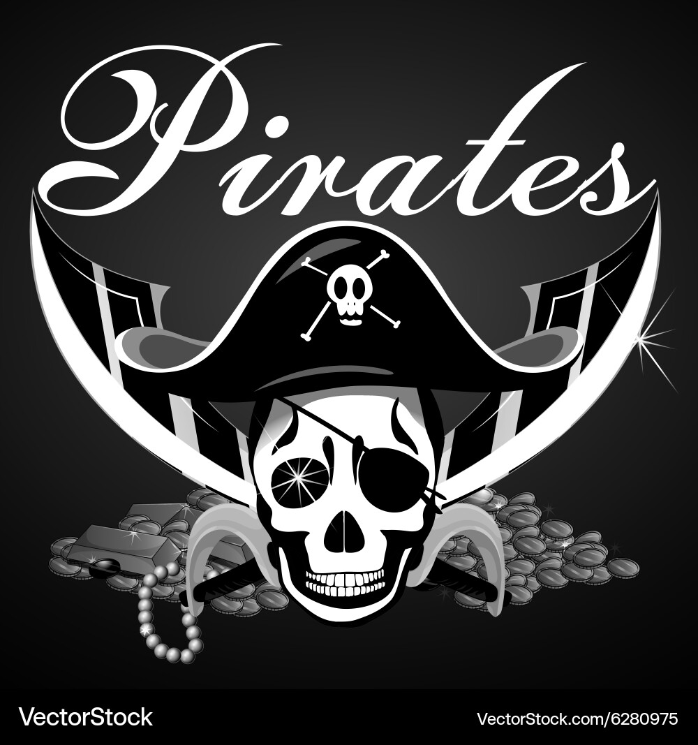 Pirate theme with skull and swords Vector Image