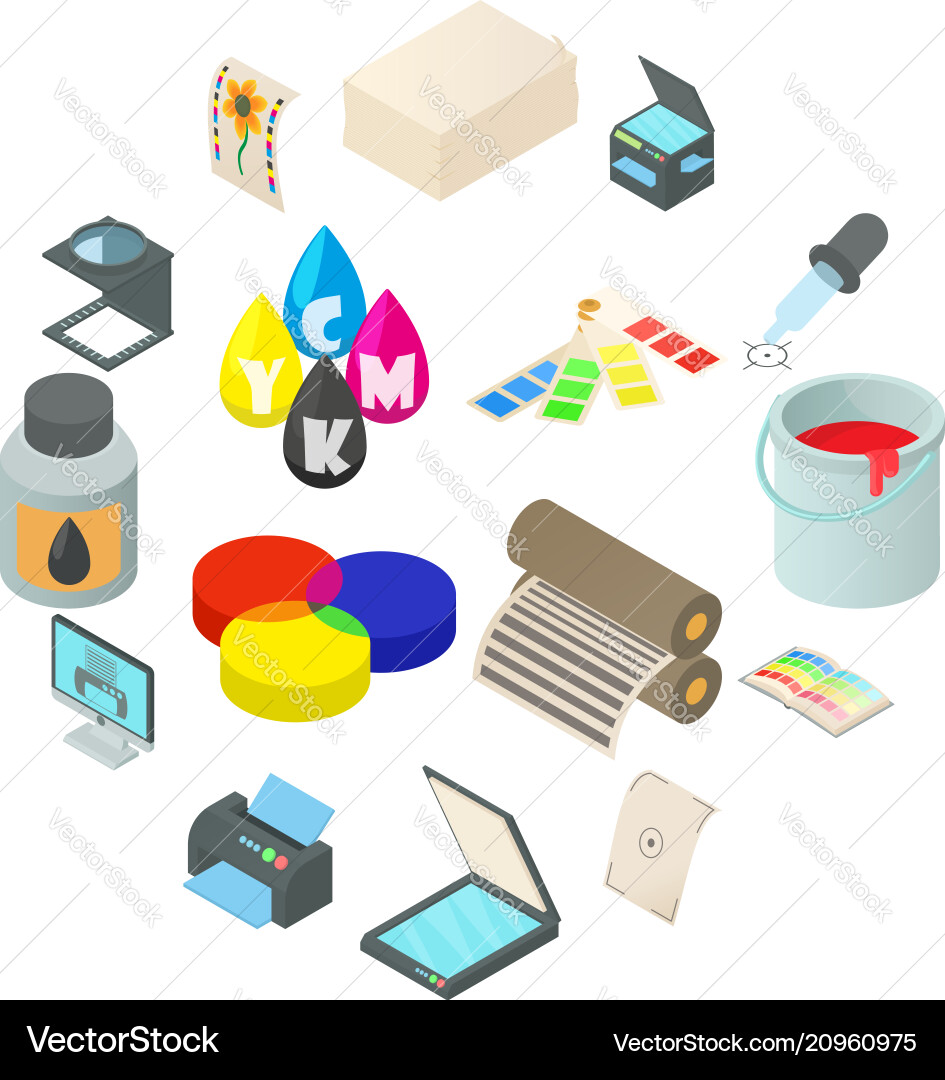 Printing icons set simple style Printing icons set simple style vector image