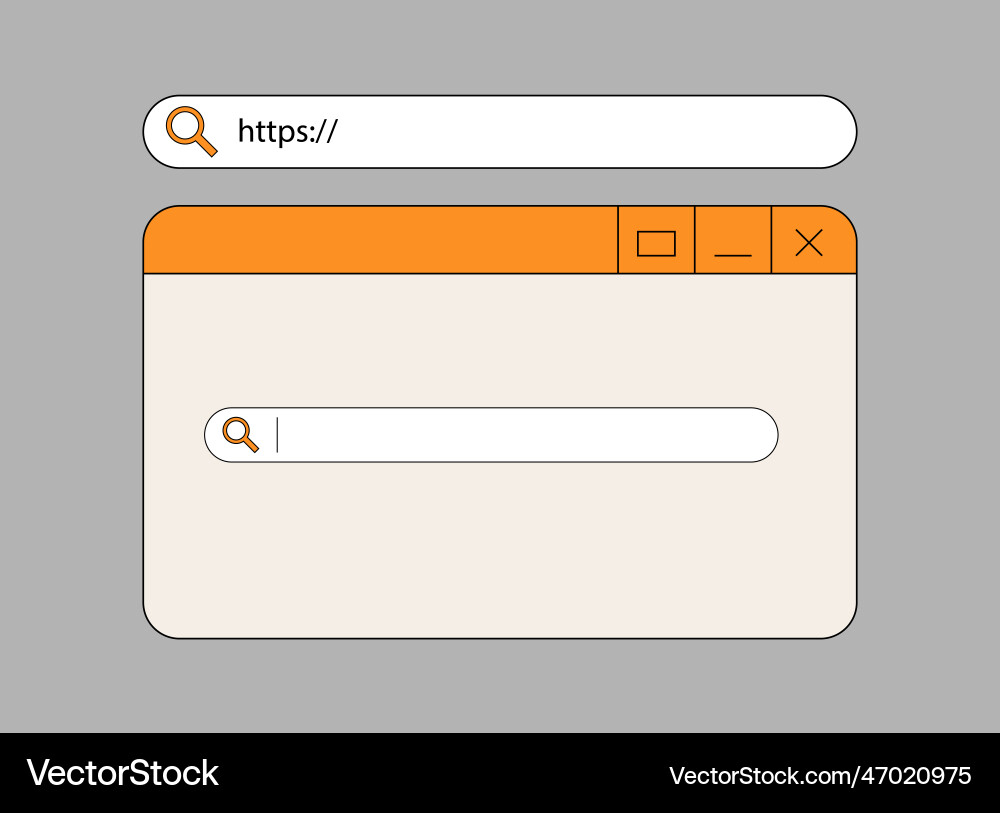 Retro old computer elements icon search panel Vector Image