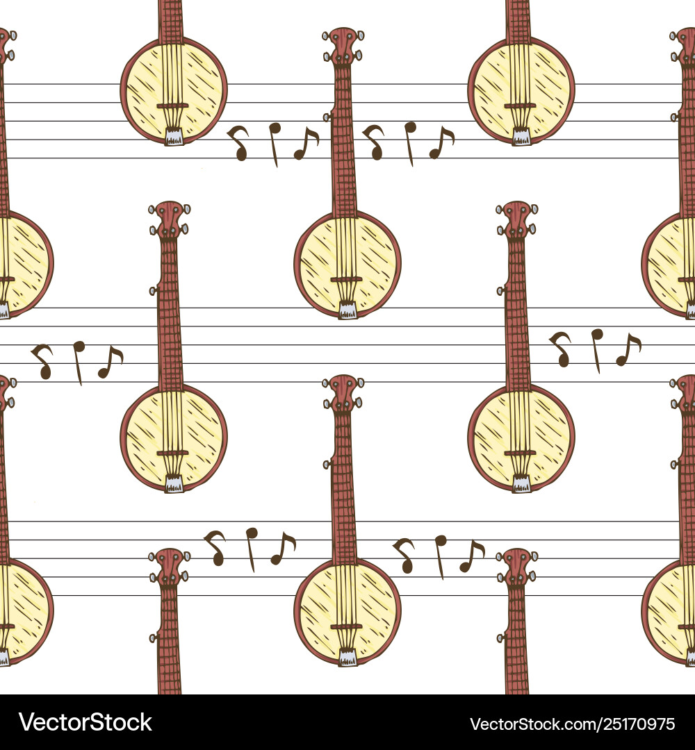 Seamless pattern with banjo Seamless pattern with banjo vector image