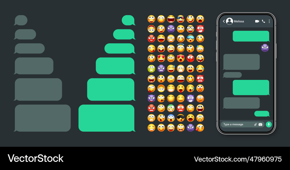Smartphone messaging app user interface Smartphone messaging app user interface Vector Image