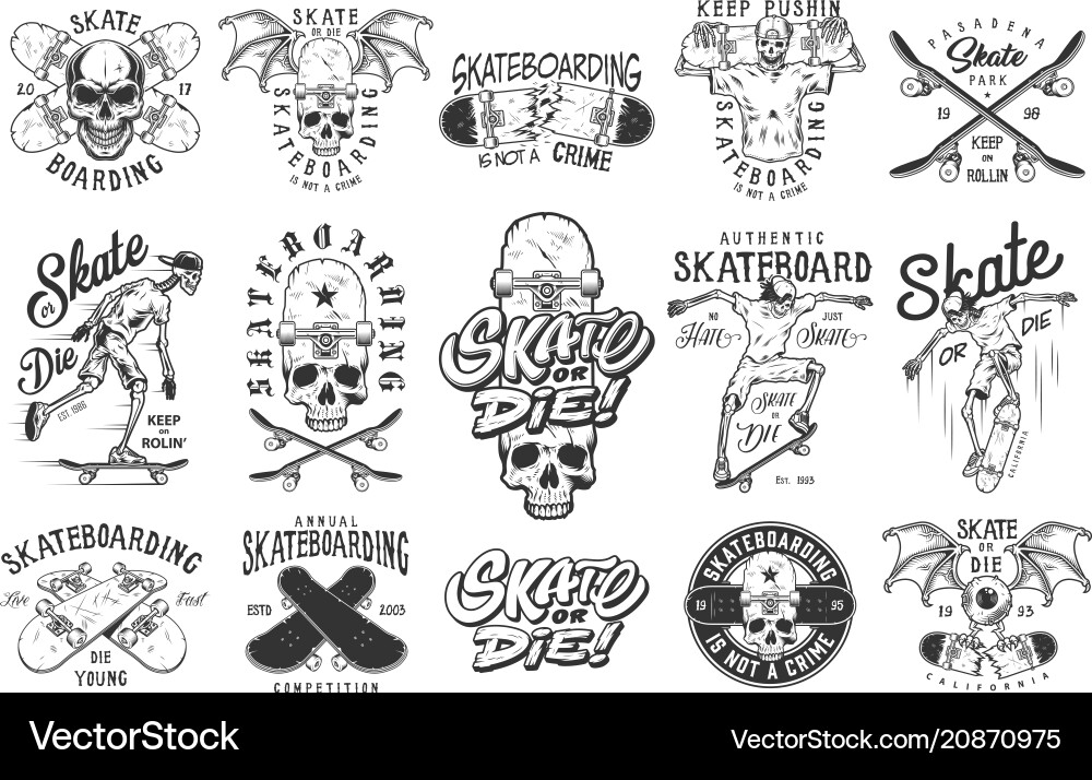 Vintage Skate Emblems Vector Image
