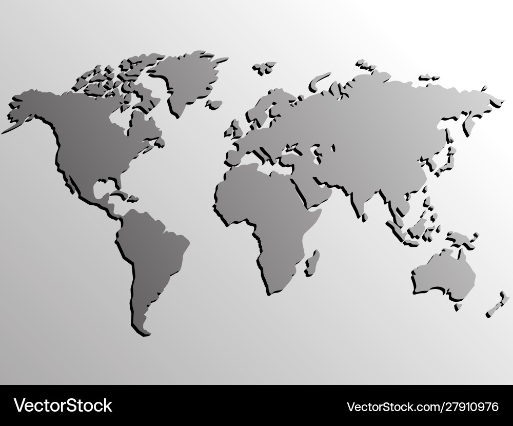 Abstract world map with shadow paper Vector Image