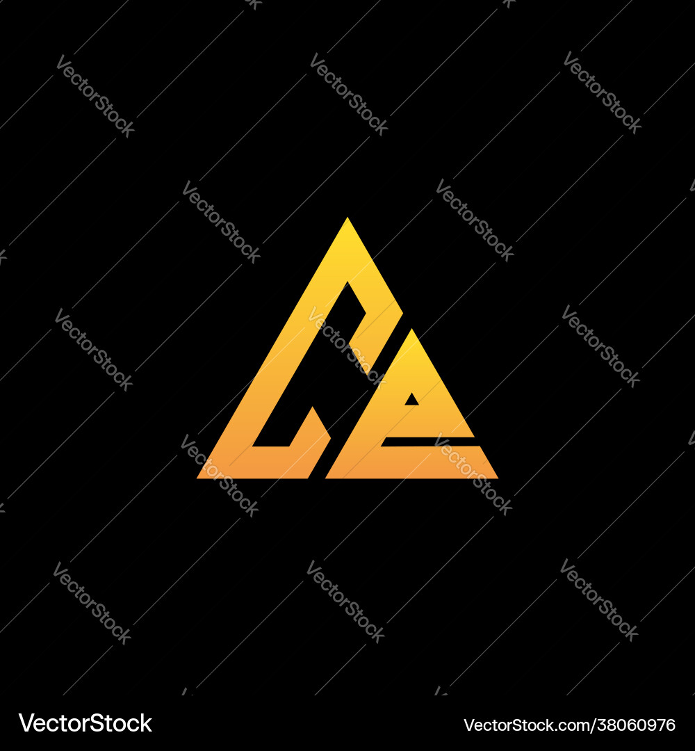 C e monogram initial logo with a yellow triangle C e monogram initial logo with a yellow triangle vector image