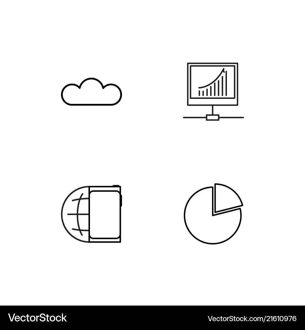 Data analytics linear icons set simple outline vector image