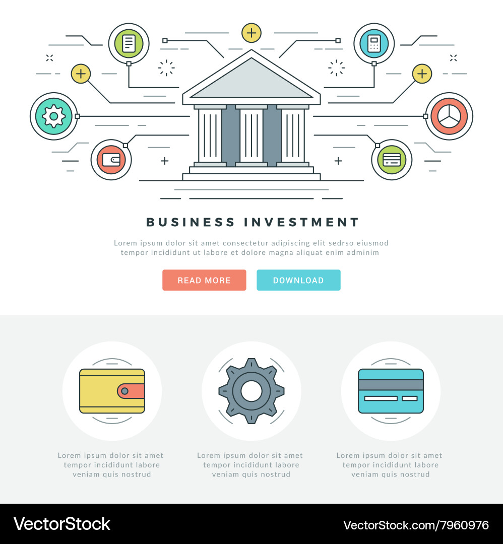 Flat line business concept web site header Vector Image