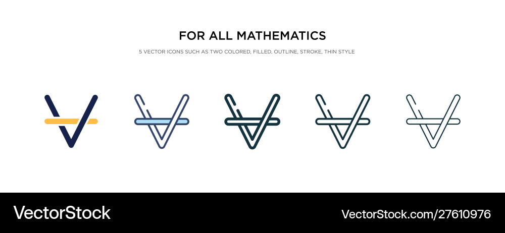 For all mathematics icon in different style two vector image