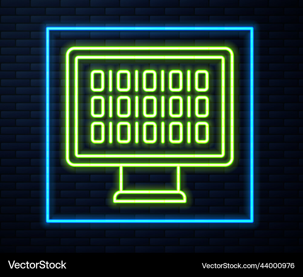 Glowing neon line binary code icon isolated Glowing neon line binary code icon isolated vector image
