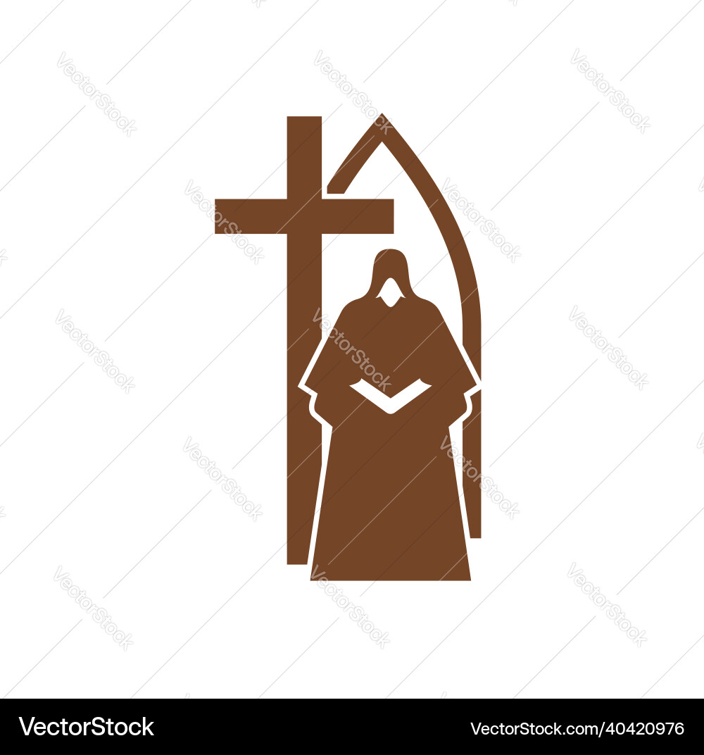 Monk Praying with Cross vector image