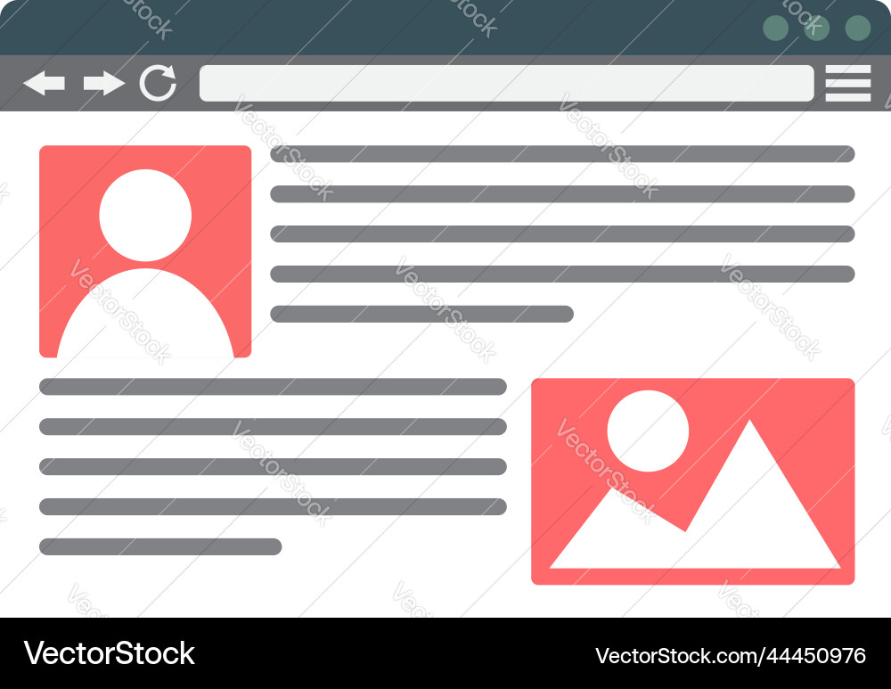 Page site or article ui ux web design template Page site or article ui ux web design template vector image