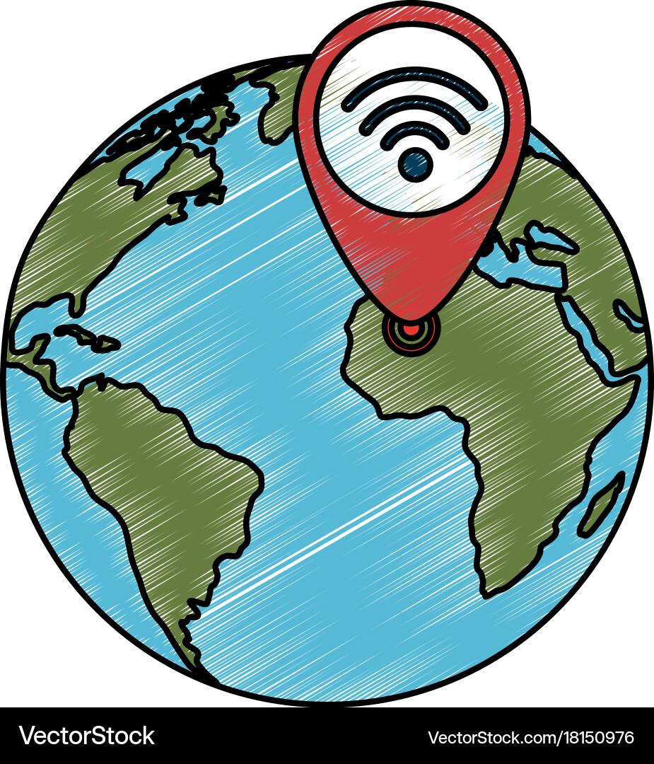 Planet with pointer location vector image