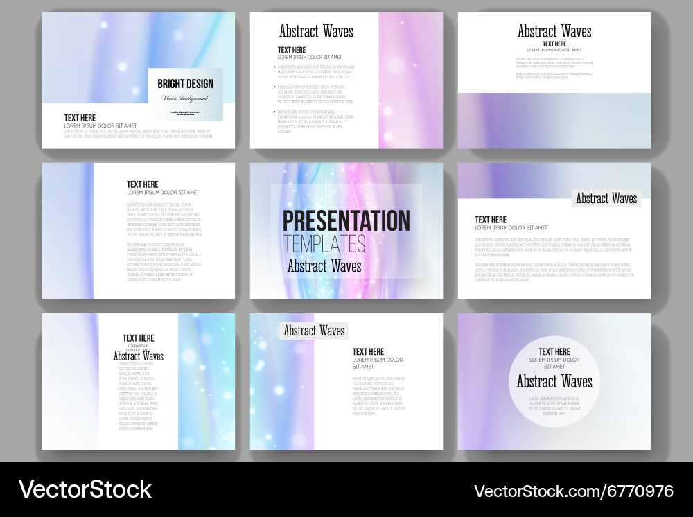 Set of 9 templates for presentation slides vector image