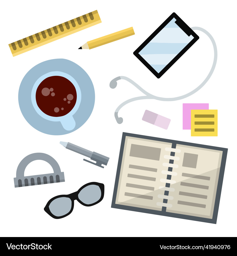 Set of subjects for study open notebook Set of subjects for study open notebook Vector Image
