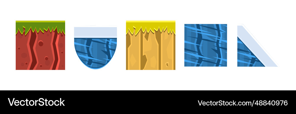 Soil layers and different game platform set Soil layers and different game platform set vector image