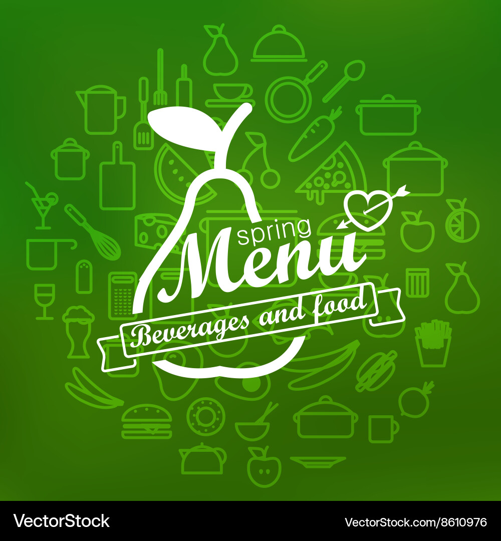 Spring menu label design lineart concept vector image