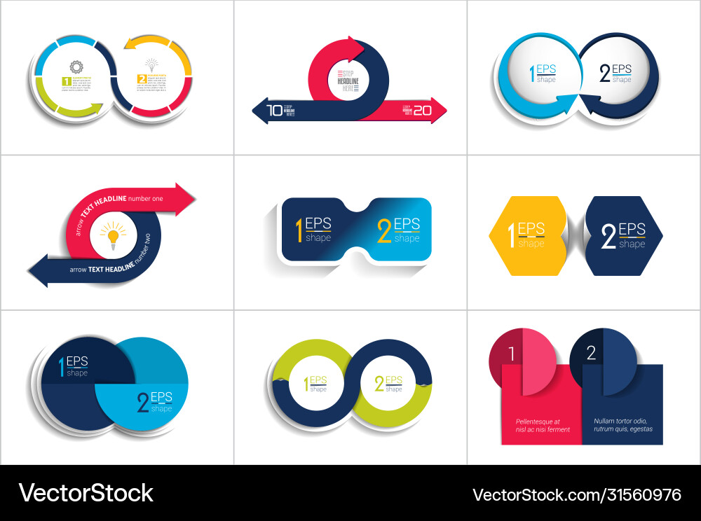 Two elements banner 2 steps design chart Two elements banner 2 steps design chart vector image