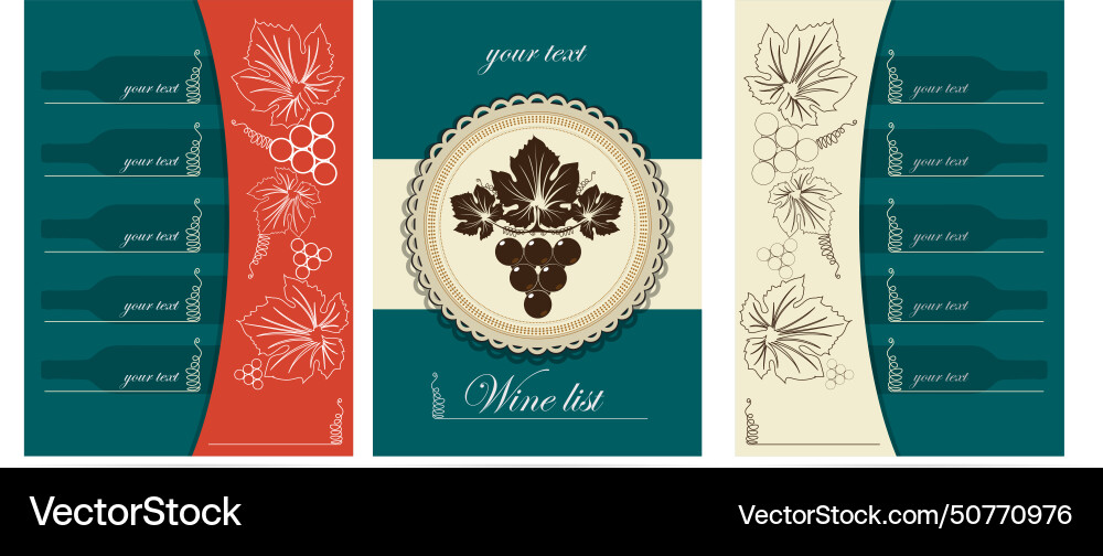 Wine list design vector image