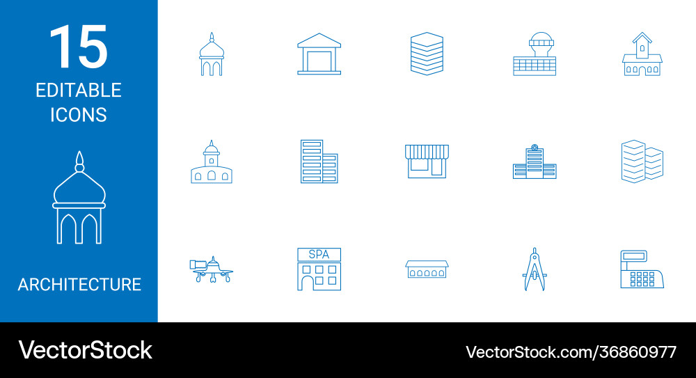 15 architecture icons Vector Image