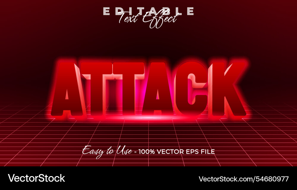 Attack editable text style effect vector image