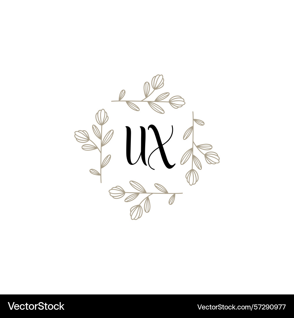 Botanical monogram logos with initial ux Vector Image