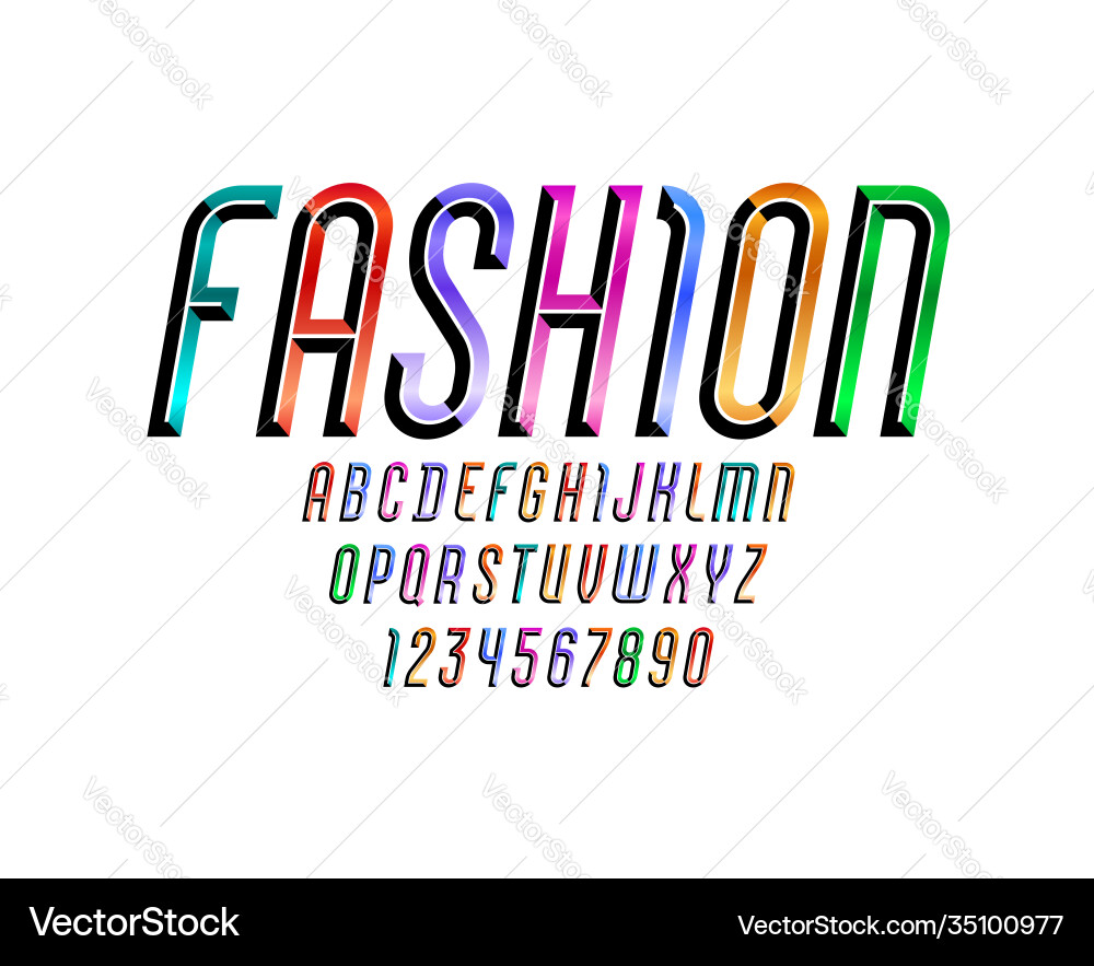 Chiseled Block Alphabet Font Vector Image