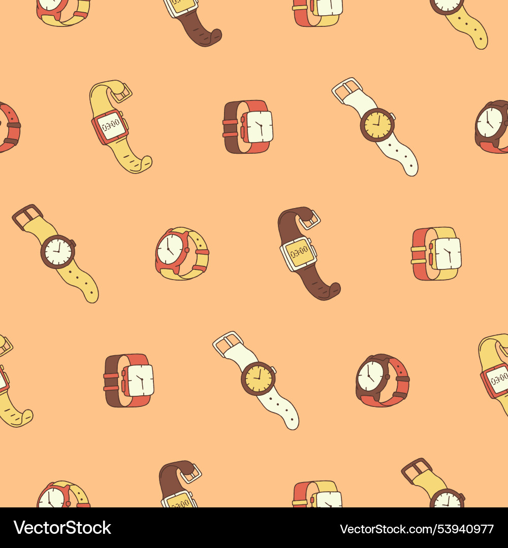 Collection of watch seamless pattern design Collection of watch seamless pattern design vector image