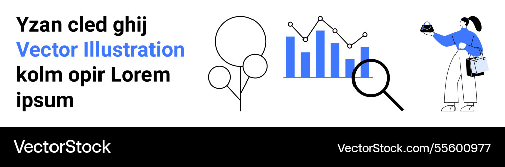 Data analysis with graphs search magnifier Data analysis with graphs search magnifier vector image