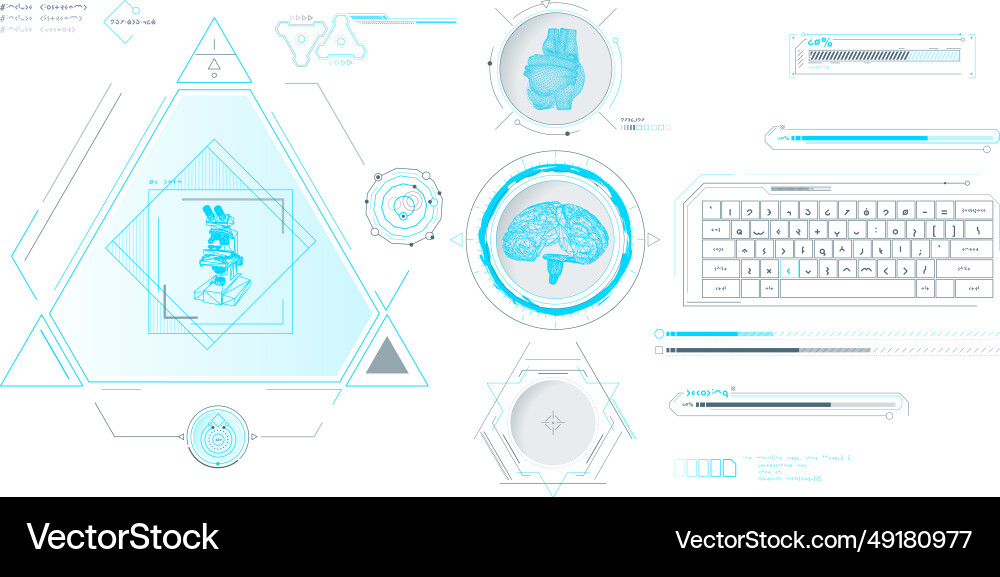 Data elements for sci-fi interface vector image