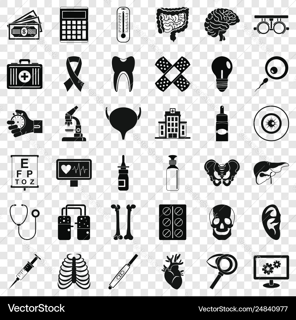 Diagnostische Icons im einfachen Stil Diagnostische Icons im einfachen Stil vektorbild