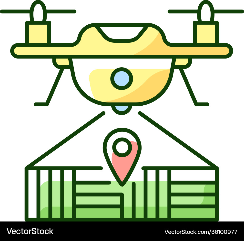 Drone mapping rgb color icon Drone mapping rgb color icon vector image