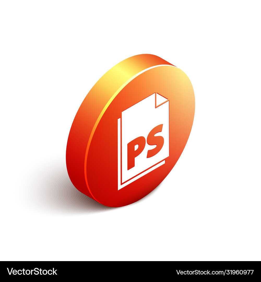 Isometric ps file document icon isolated on white Isometric ps file document icon isolated on white vector image