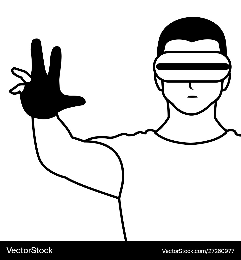 Man using technology augmented reality vector image