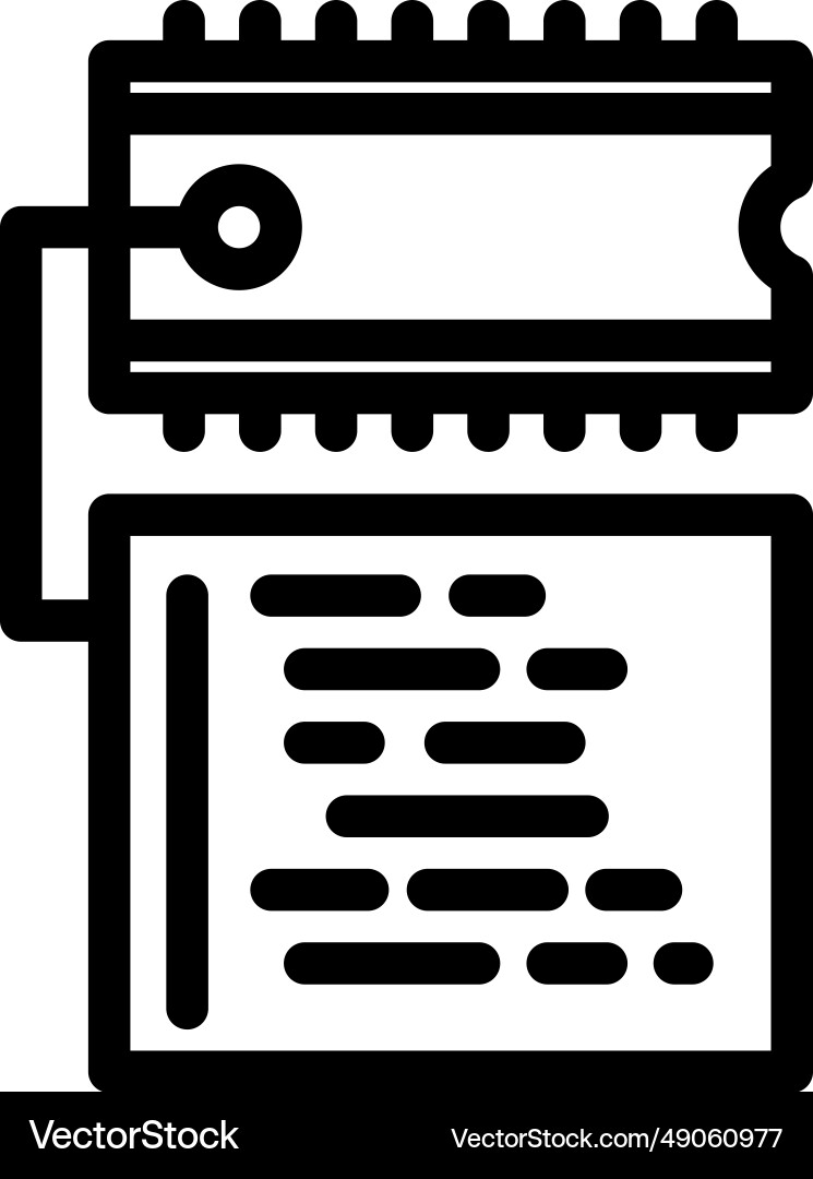 Microcontroller programming electronics line icon Microcontroller programming electronics line icon vector image