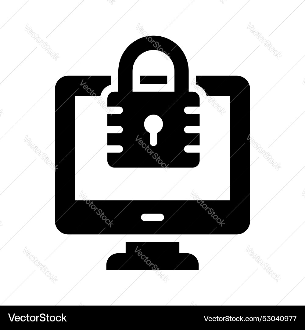 Padlock with monitor showing concept of secure vector image