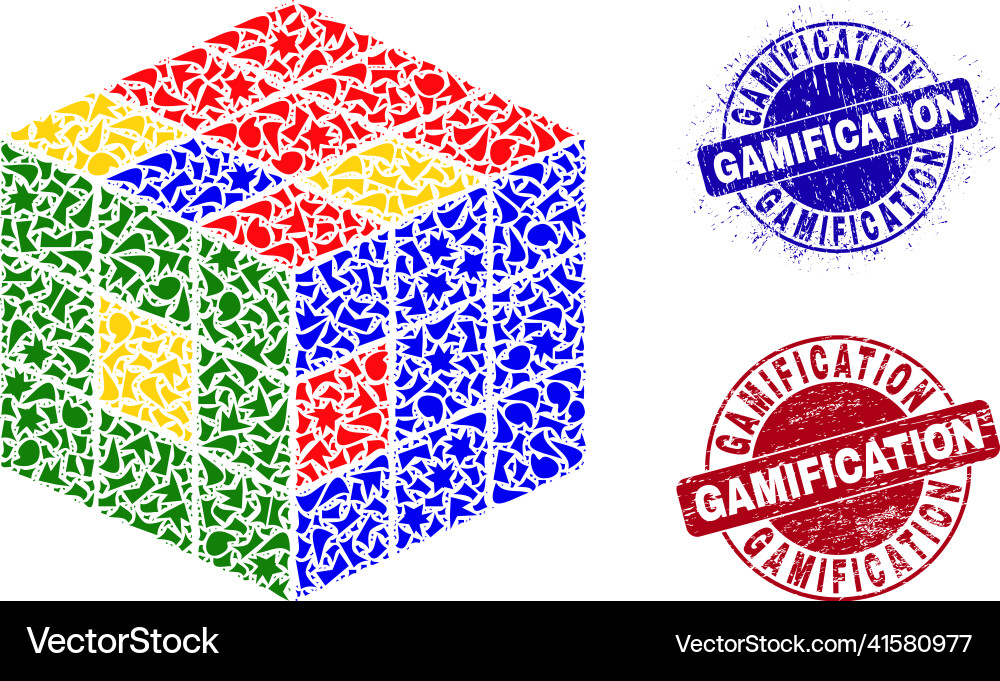 Puzzle cube mosaic of spalls with gamification Puzzle cube mosaic of spalls with gamification vector image