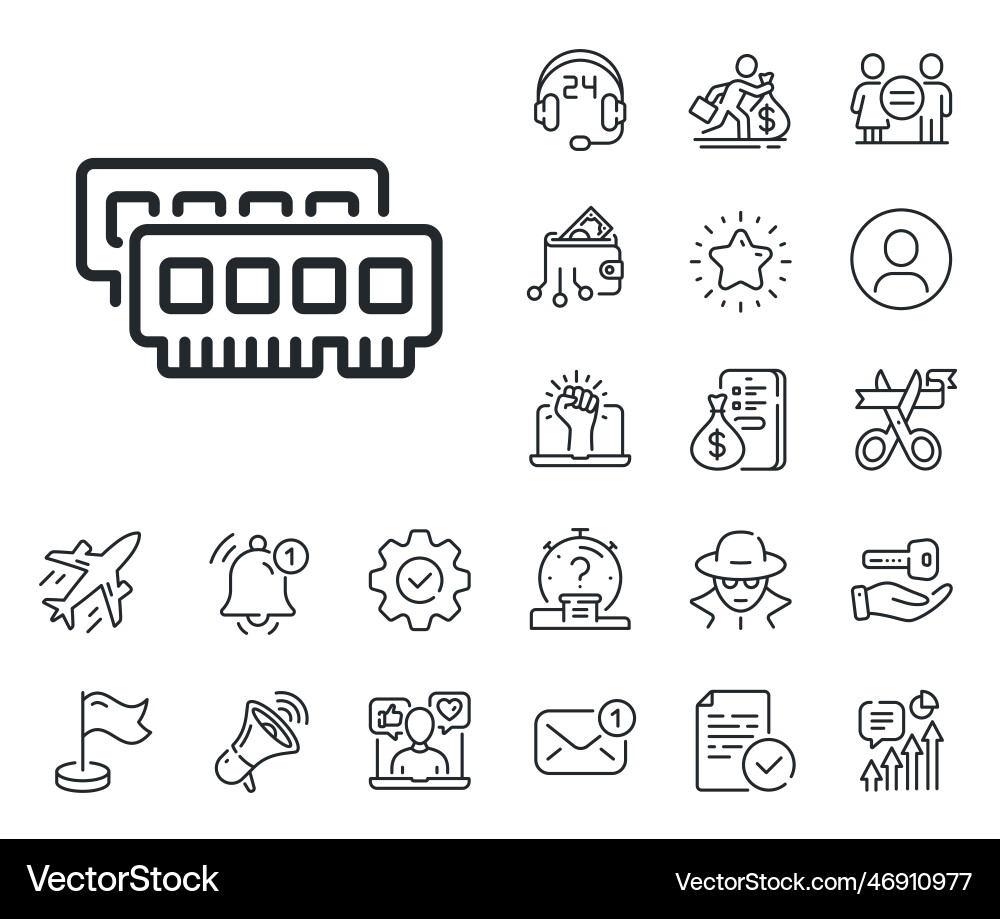 Ram line icon computer random-access memory vector image