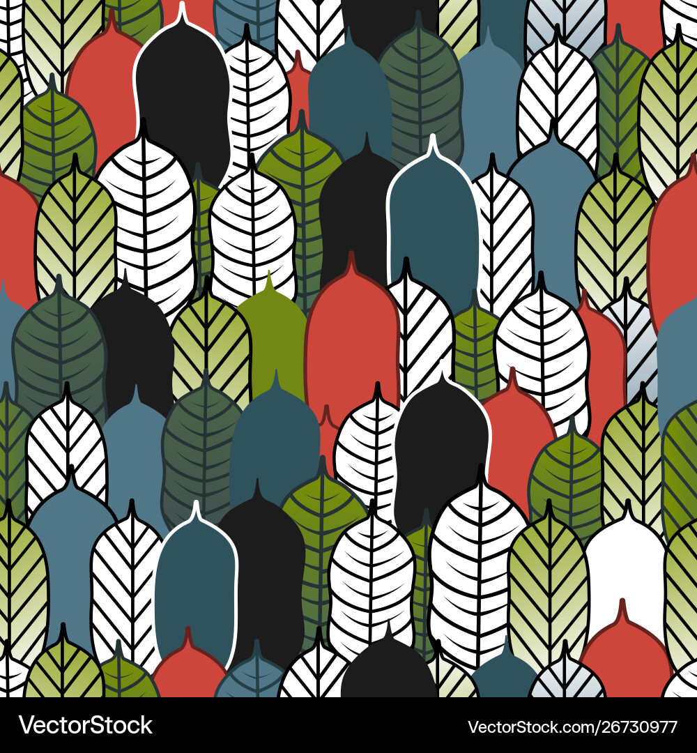 Seamless pattern with trees or leaves hand draw Seamless pattern with trees or leaves hand draw vector image