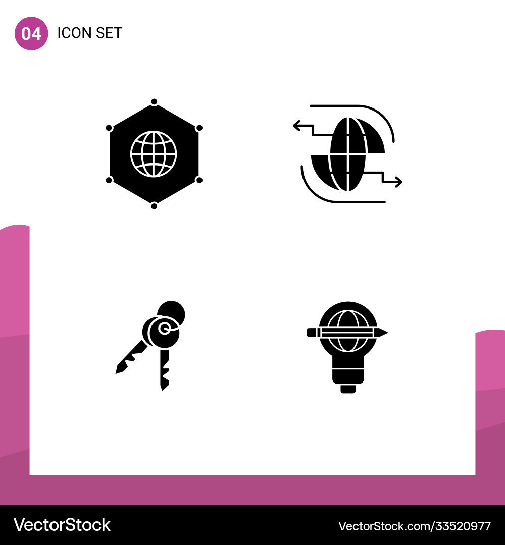 Set solid glyphs on grid for network arrow Vector Image