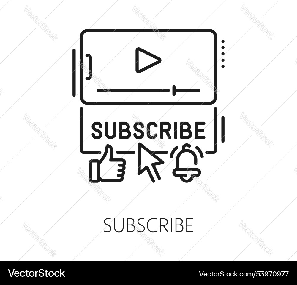 Subscribe button with media blogging line icon Subscribe button with media blogging line icon vector image