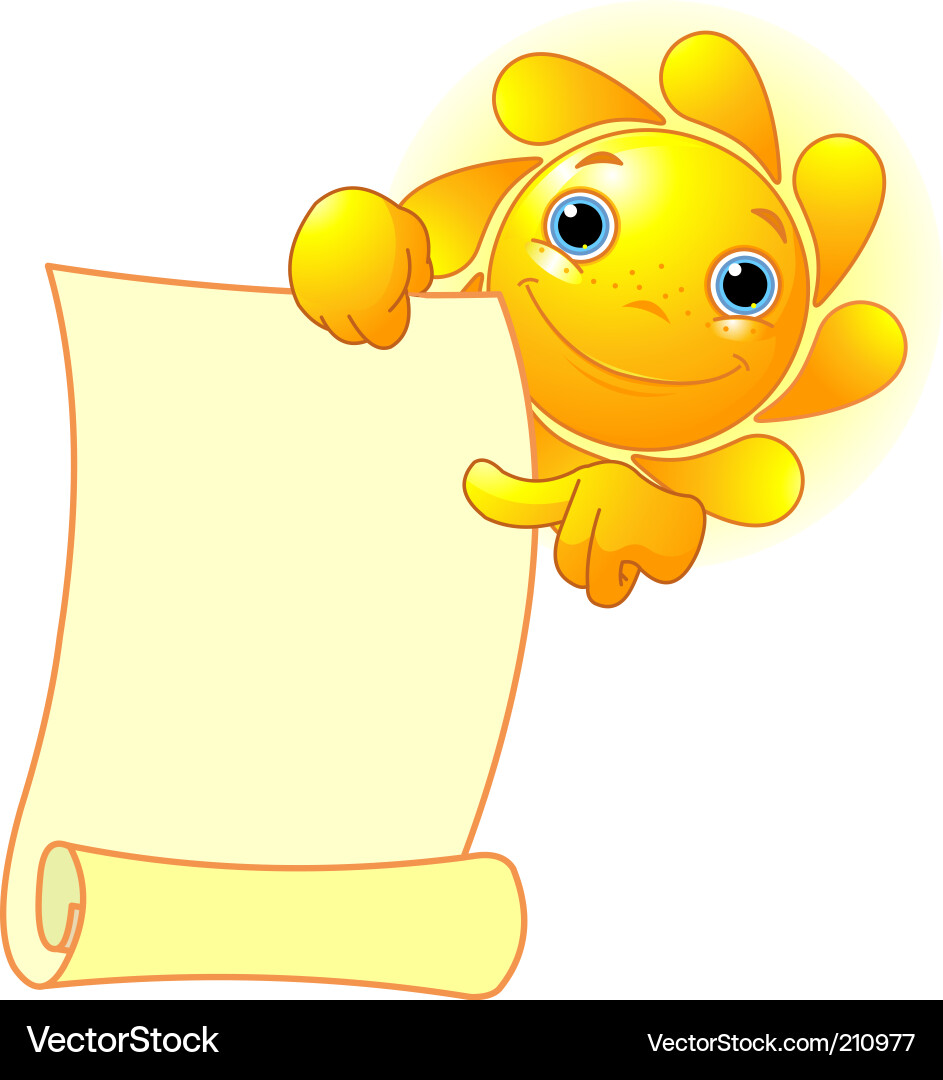 Sun shows a scroll Vector Image