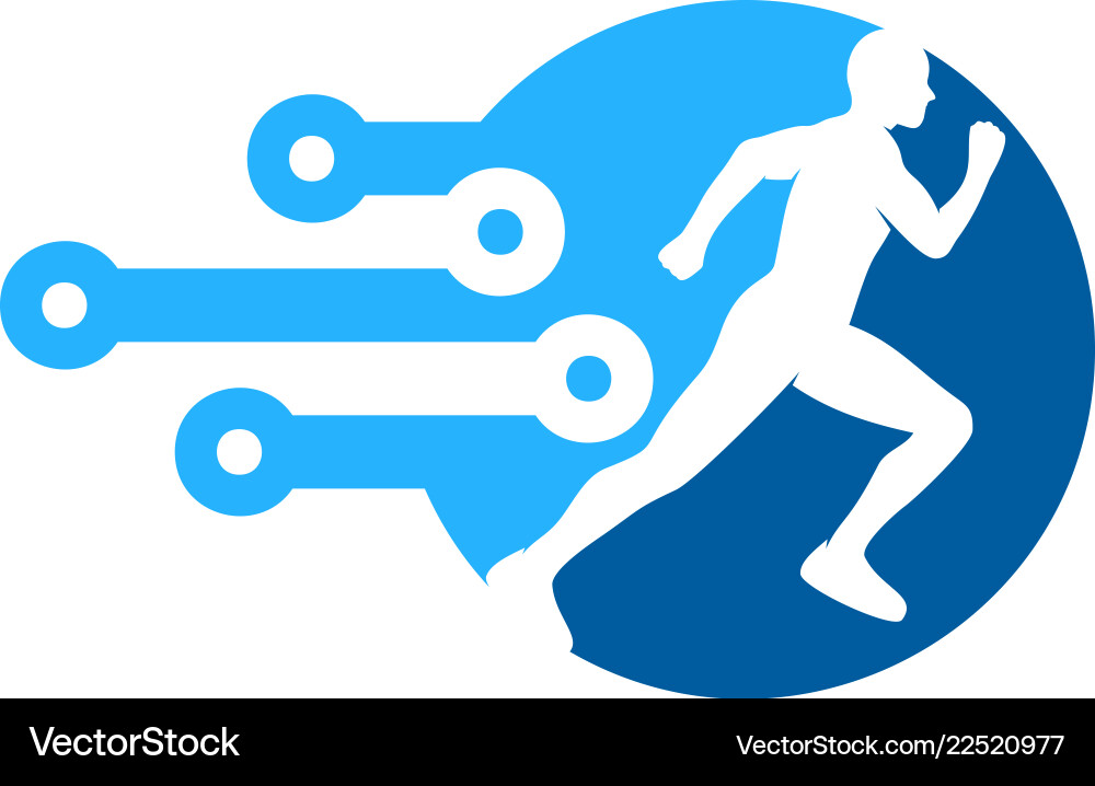 Tech Run Icon - Digital Speed vector image