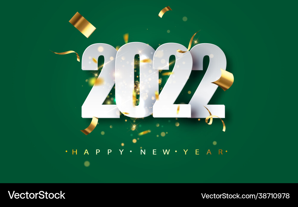 2022 new year greeting card on green background vector image