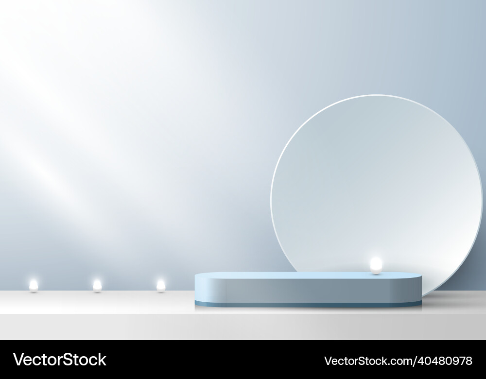 3d stage layered white and blue podium pedestal vector image