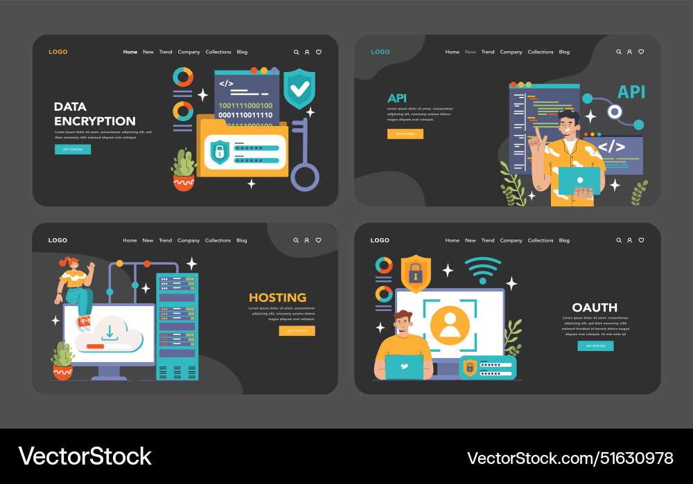 Back-End Development Landing Page Vector Image